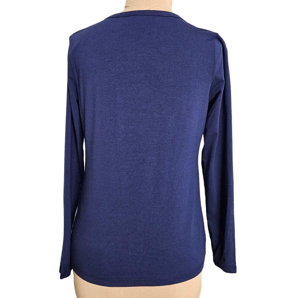 MICHAEL Michaek Kors Top Womens Small Gold Toned Shoulder Cutout Blue Cotton - Picture 2 of 13